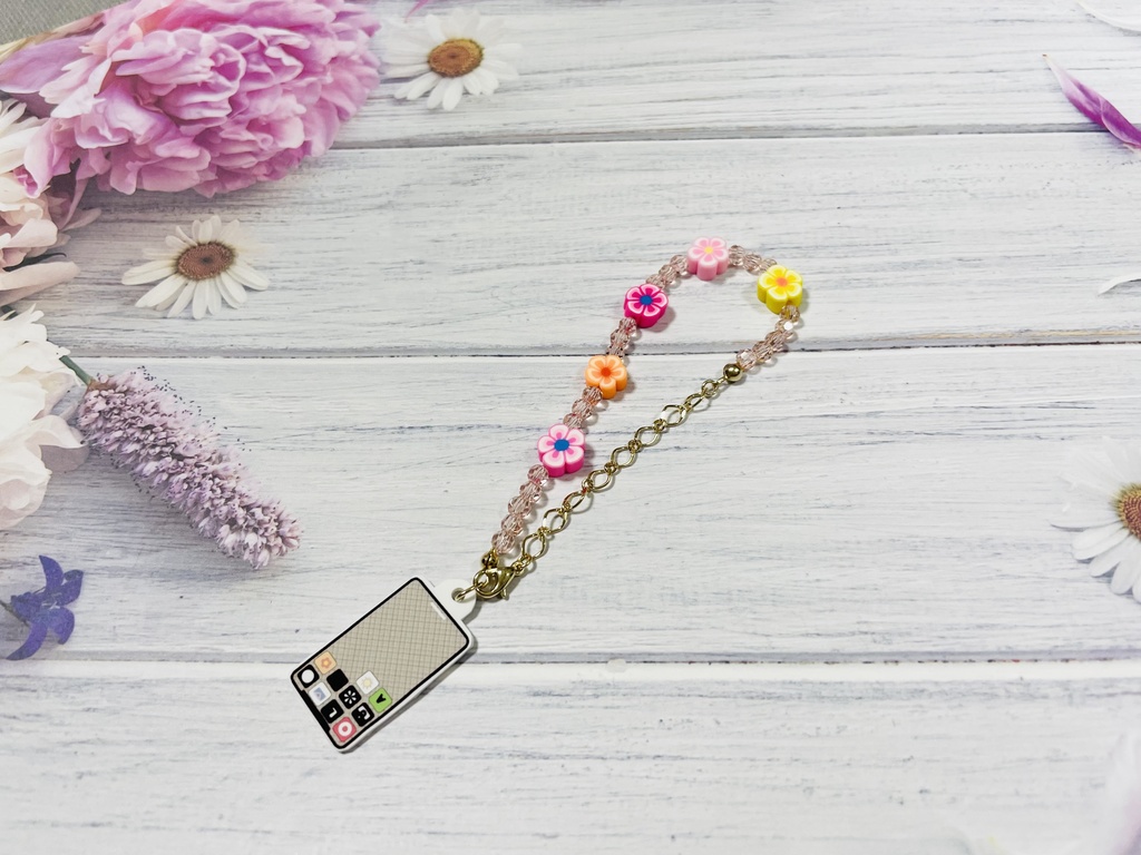 【ぬい用アクセサリー】スマホショルダー(花・ピンク)