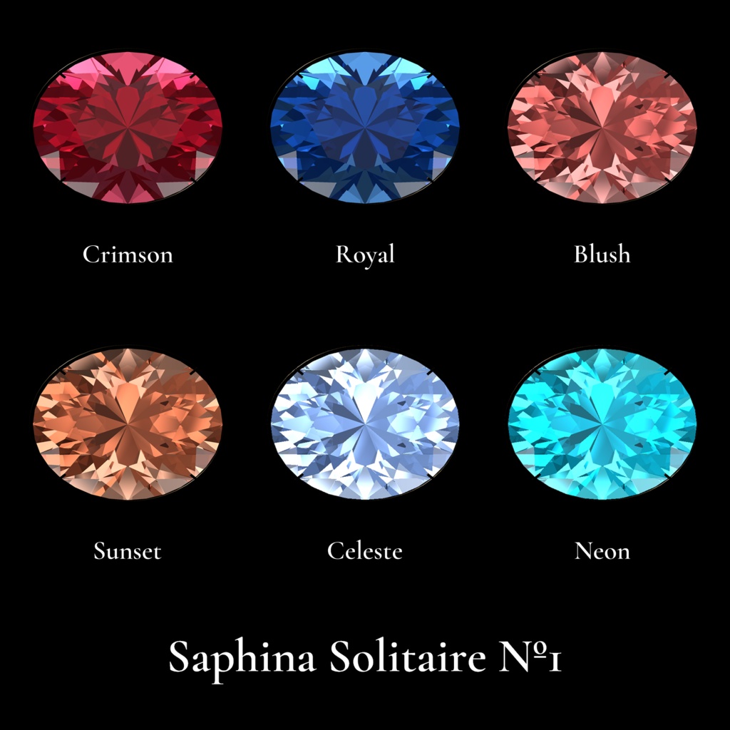 軽量レイトレーシング宝石ブローチ｜Saphina Solitaire №1