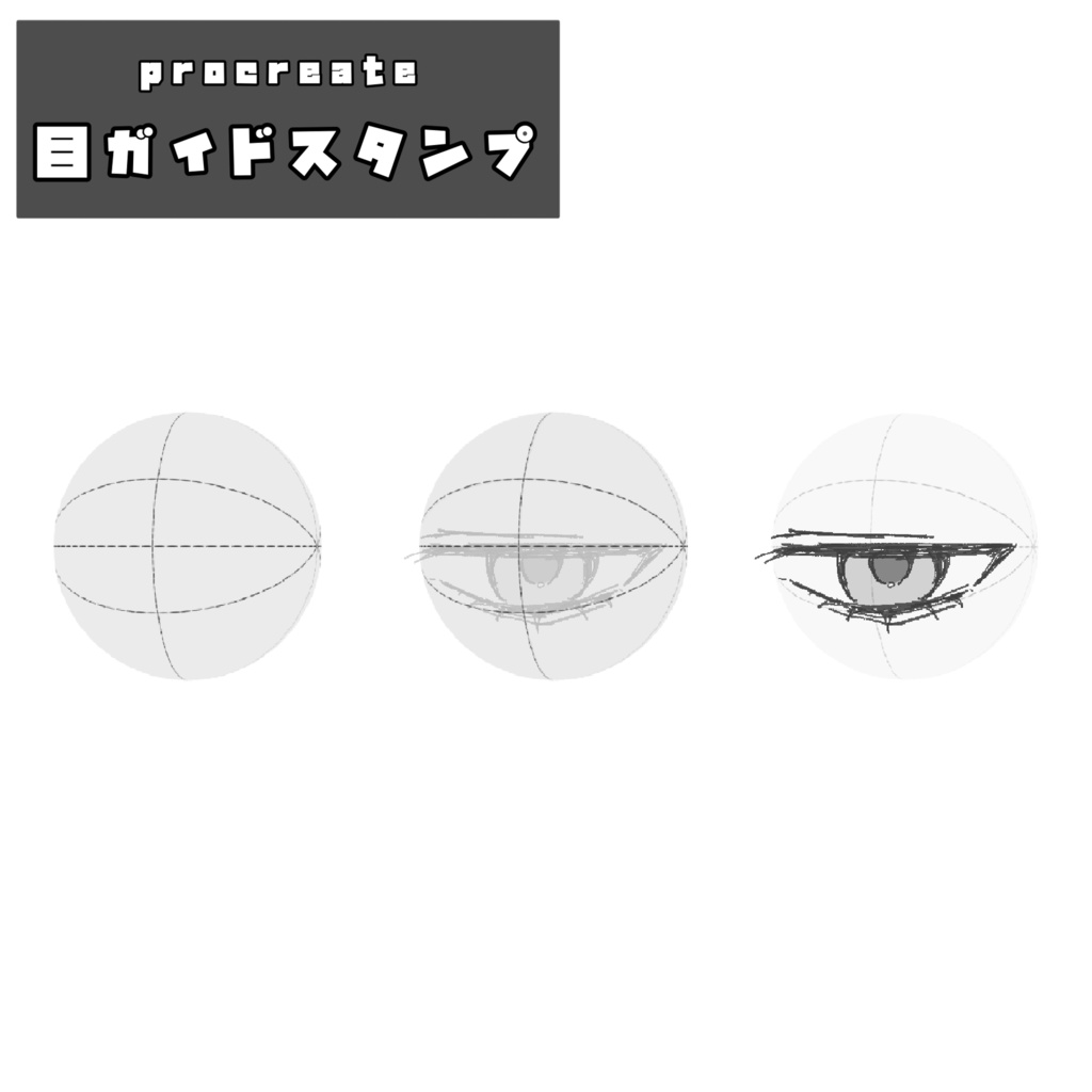 【無料】【procreate】目ガイドスタンプセット