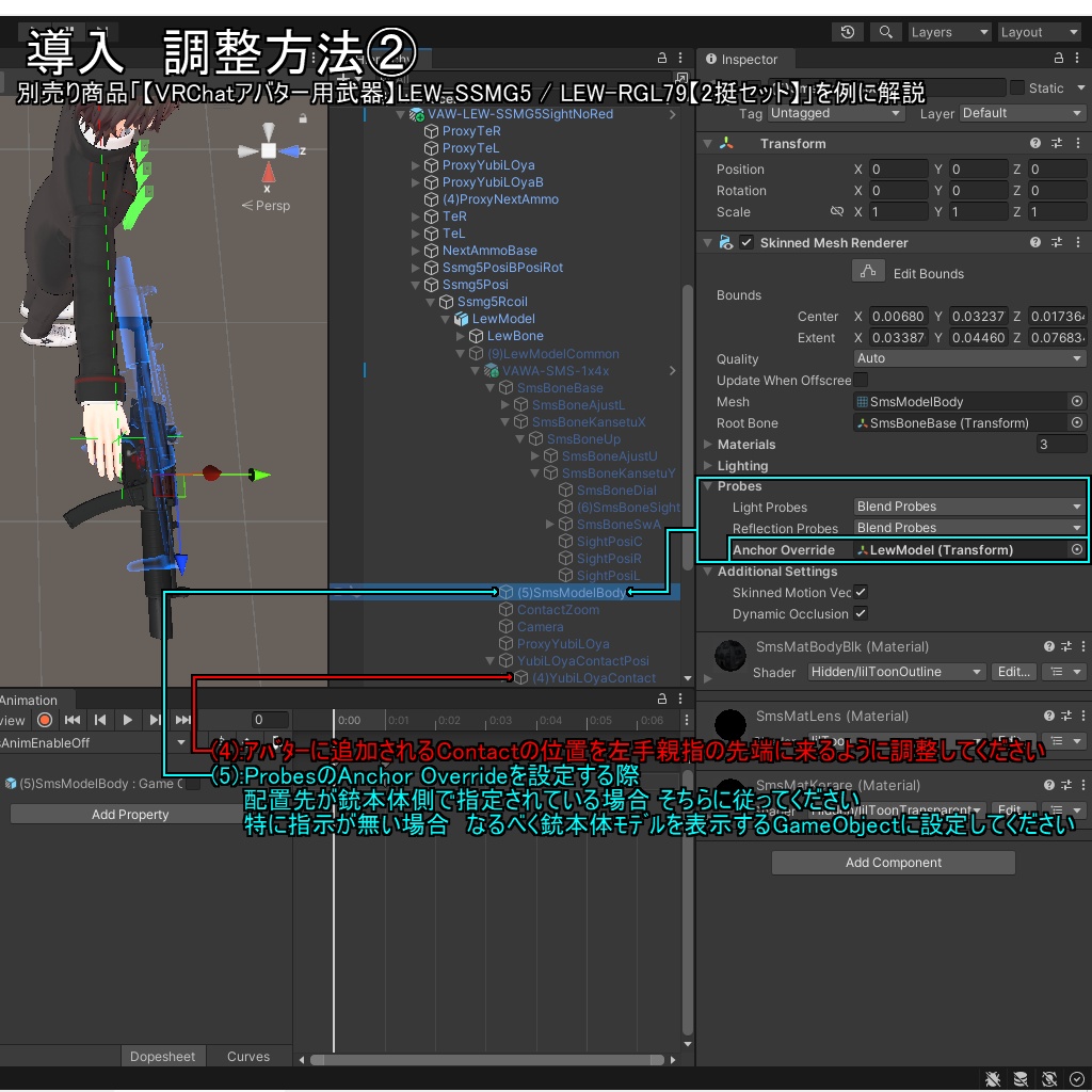 【VRChatアバター銃器アクセサリ】SMS-1x/4x【倍率切り替え式スコープ】