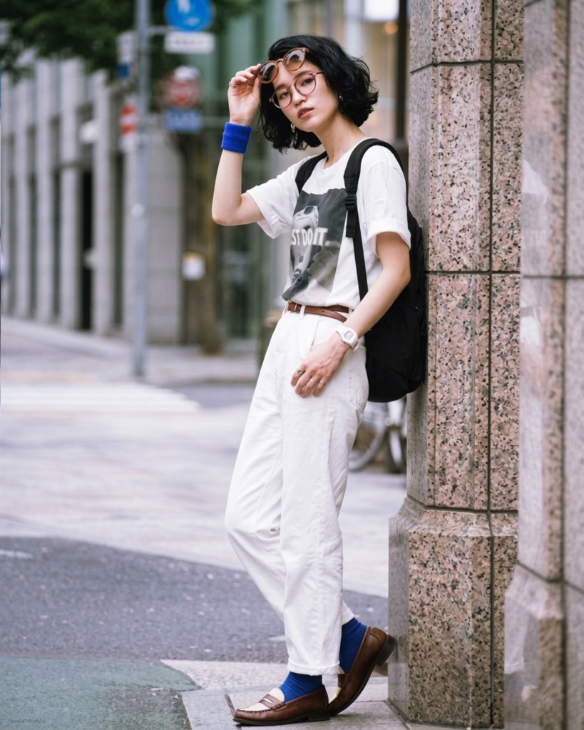 三島由紀夫 "JUST DO IT" ビッグシルエット ホワイト Tシャツ / Yukio Mishima Street Graphic Art Oversized White T-shirts【 by YIKES 】