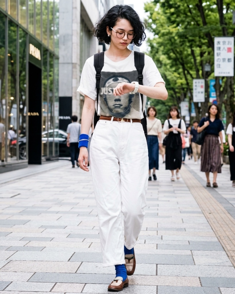 三島由紀夫 "JUST DO IT" ビッグシルエット ホワイト Tシャツ / Yukio Mishima Street Graphic Art Oversized White T-shirts【 by YIKES 】
