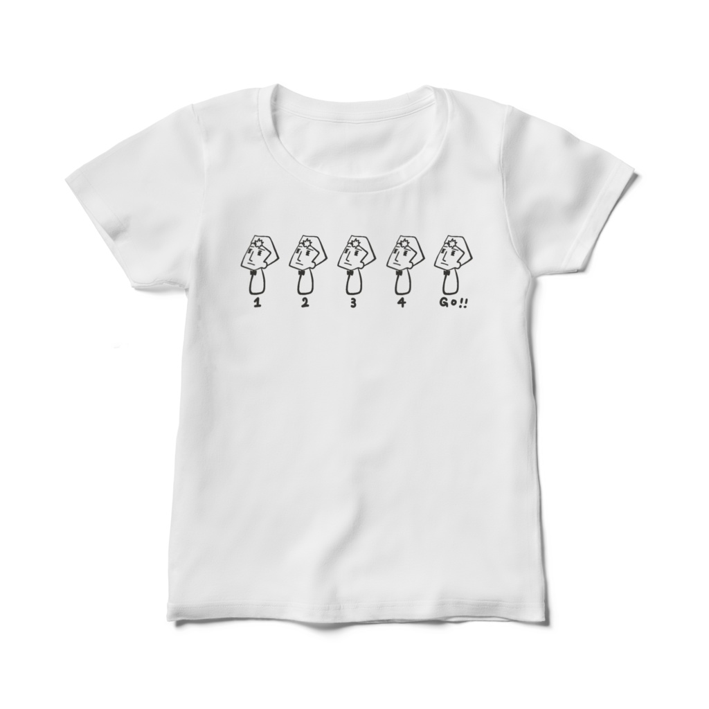 GoちゃんＴシャツ・レディース・モノクロ（1 2 3 4 Go!!）