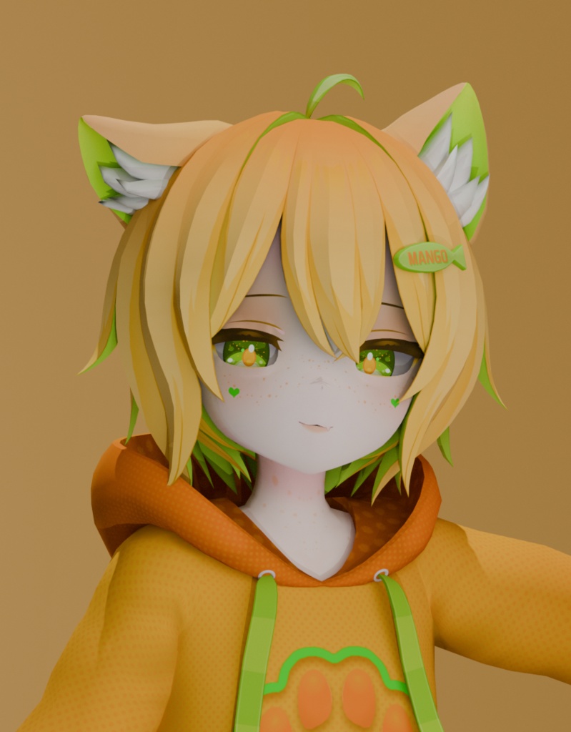 Rusk "Mango Fruit" Textures (Freckles, Makeup, Clothes) for VRChat