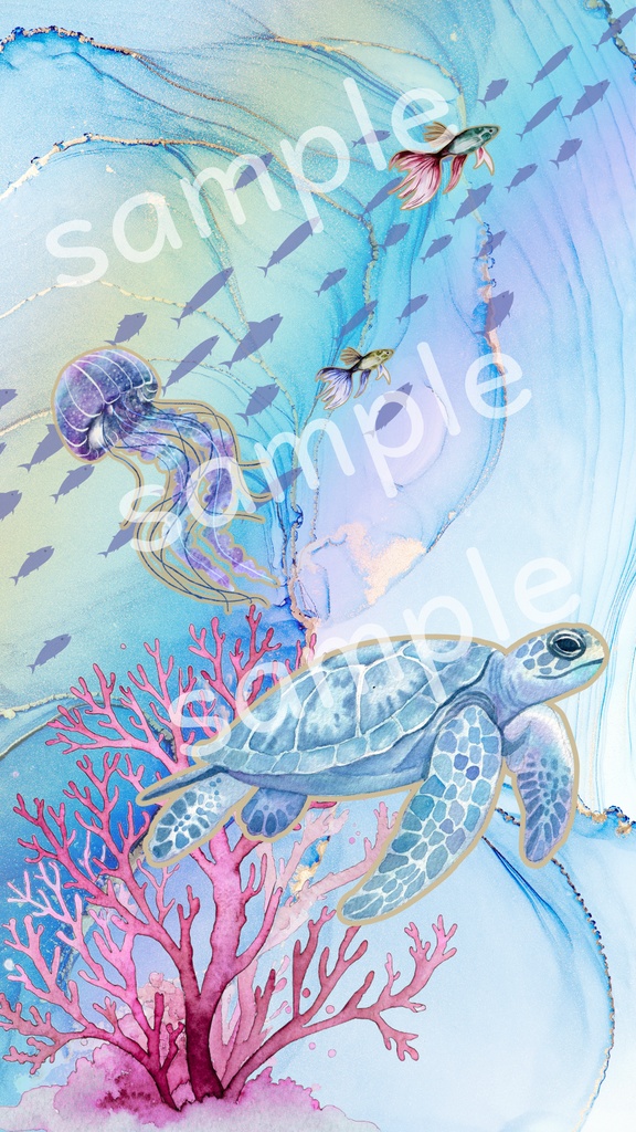 ウミガメと海中さんぽ（ブルー）