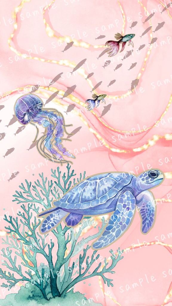 ウミガメの海中さんぽ（ピンク）