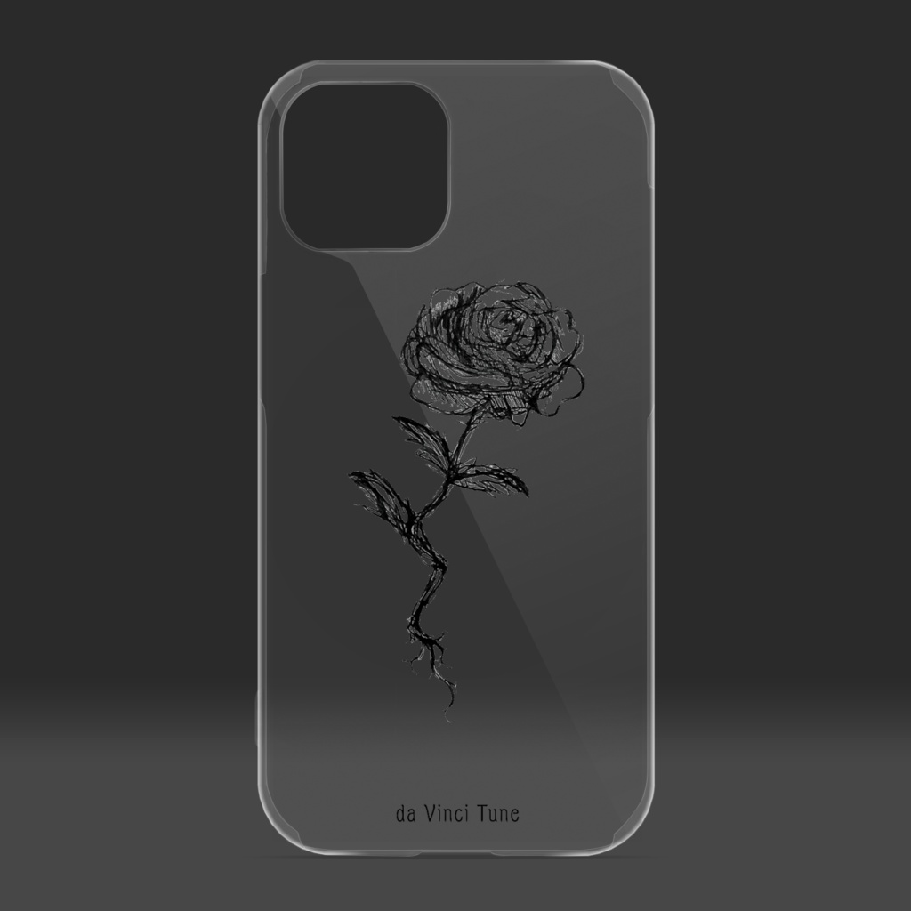 アイフォンケース(薔薇・黒)