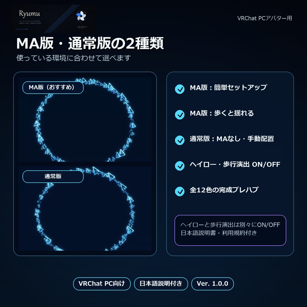 【MA対応・12色】Shard Halo+Walk Bloom|破片パーティクルヘイロー【VRChat PC】Ver1.0.0