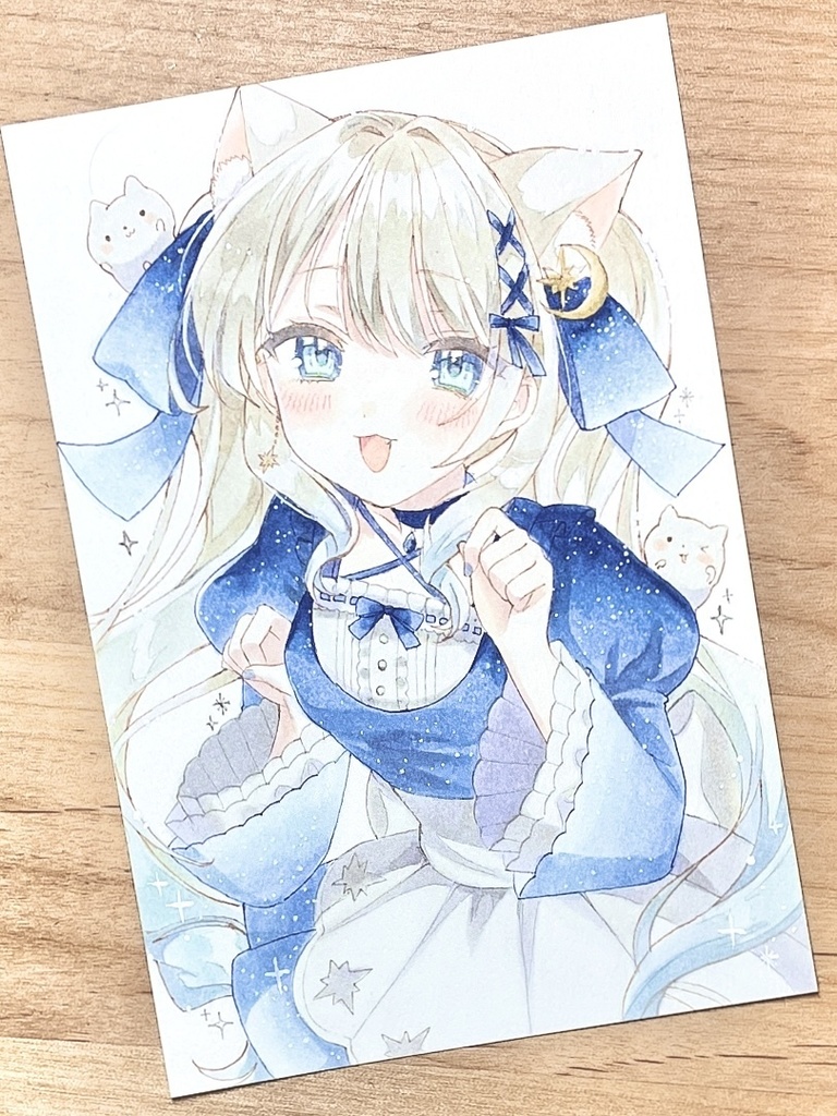 手描きイラスト　星空メイド