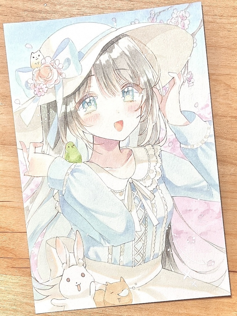 手描きイラスト　お花見