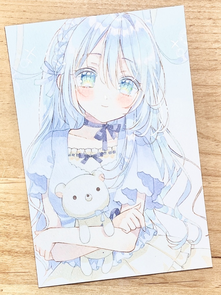 手描きイラスト　くまと女の子