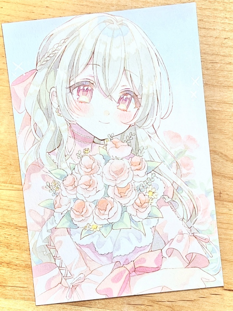 手描きイラスト　ローズピンク