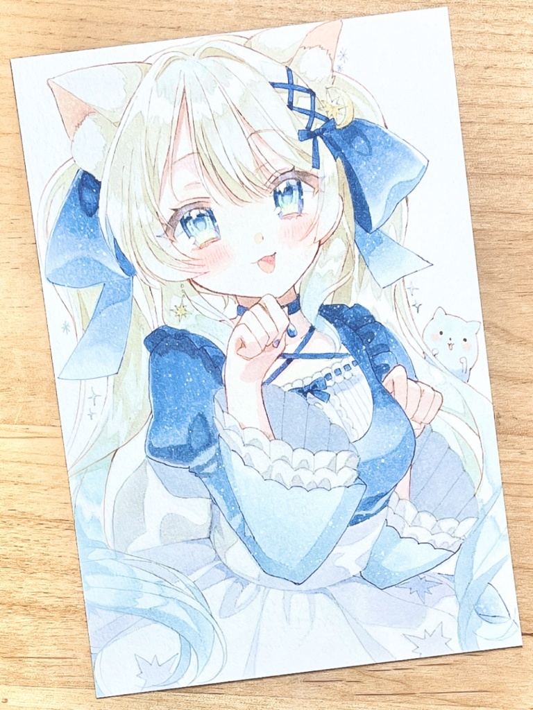 手描きイラスト　星空メイド