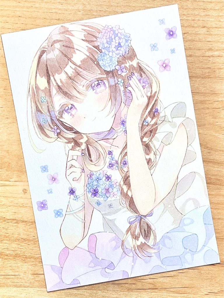 手描きイラスト　紫陽花
