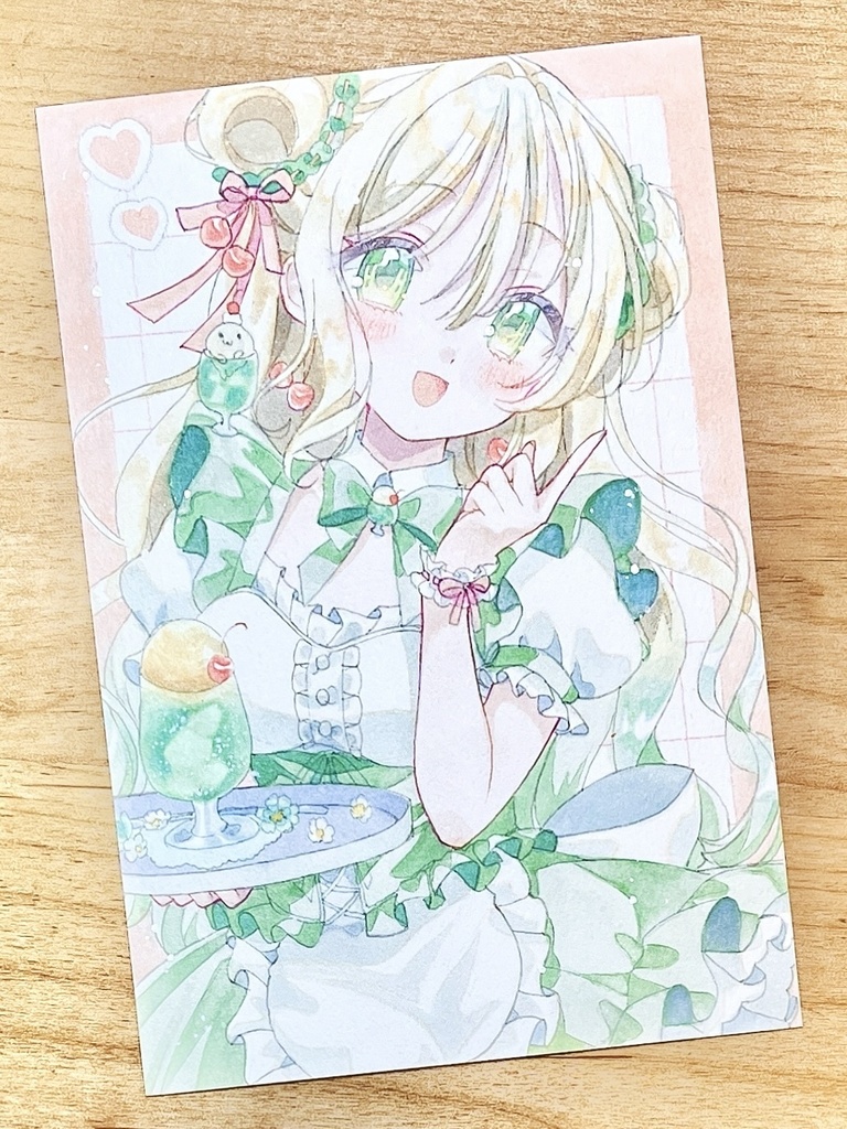 手描きイラスト　クリームソーダ