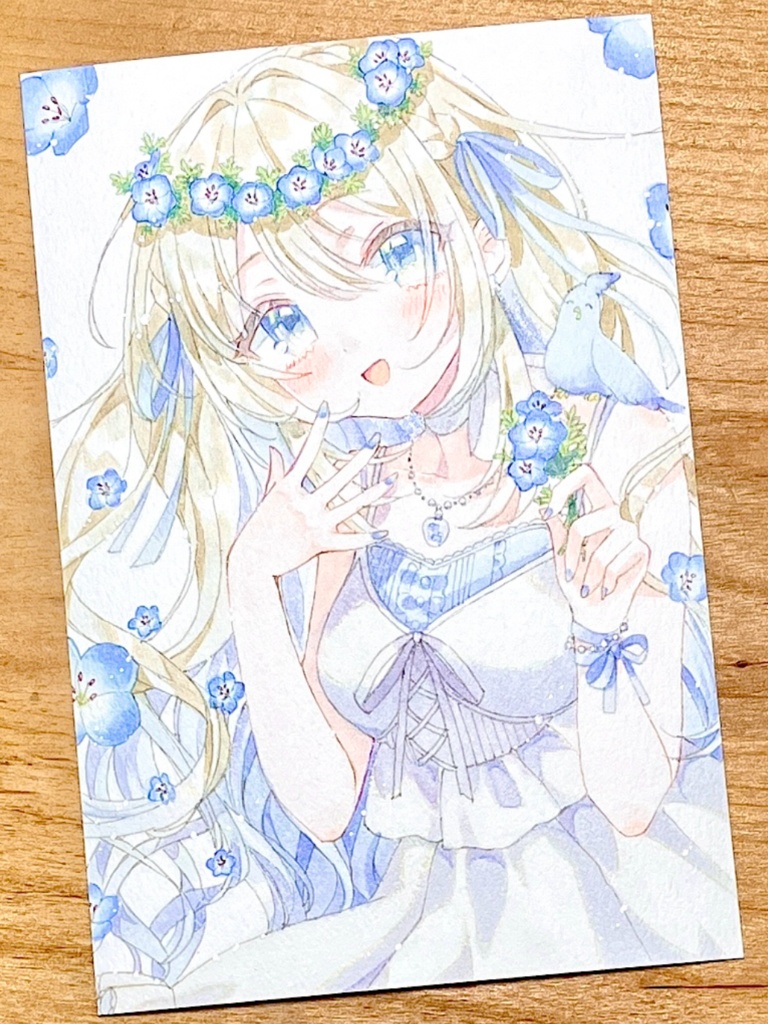 手描きイラスト ネモフィラ