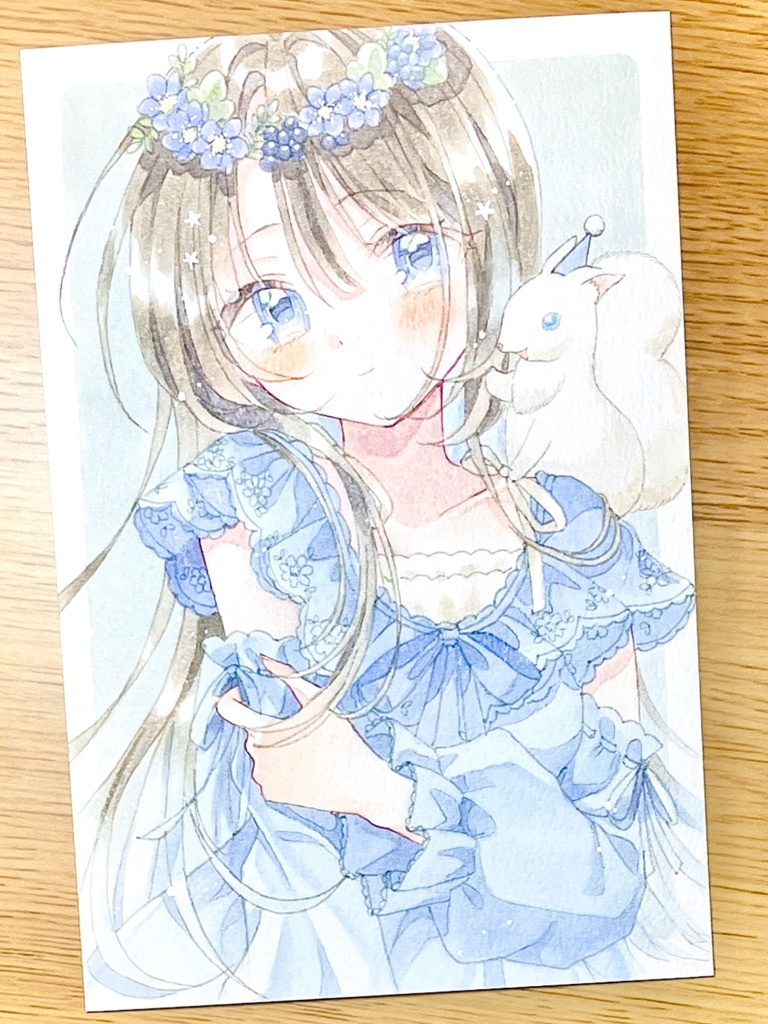手描きイラスト みすみと白いリス