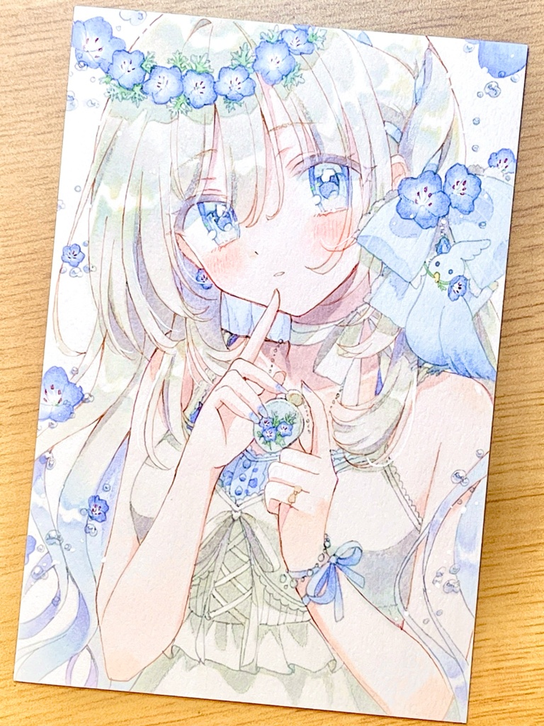 手描きイラスト ネモフィラ
