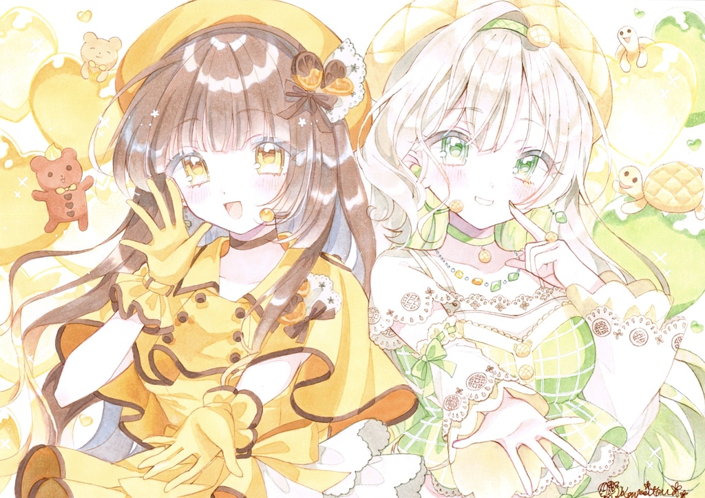 手描きイラスト　オランジェットとメロパ