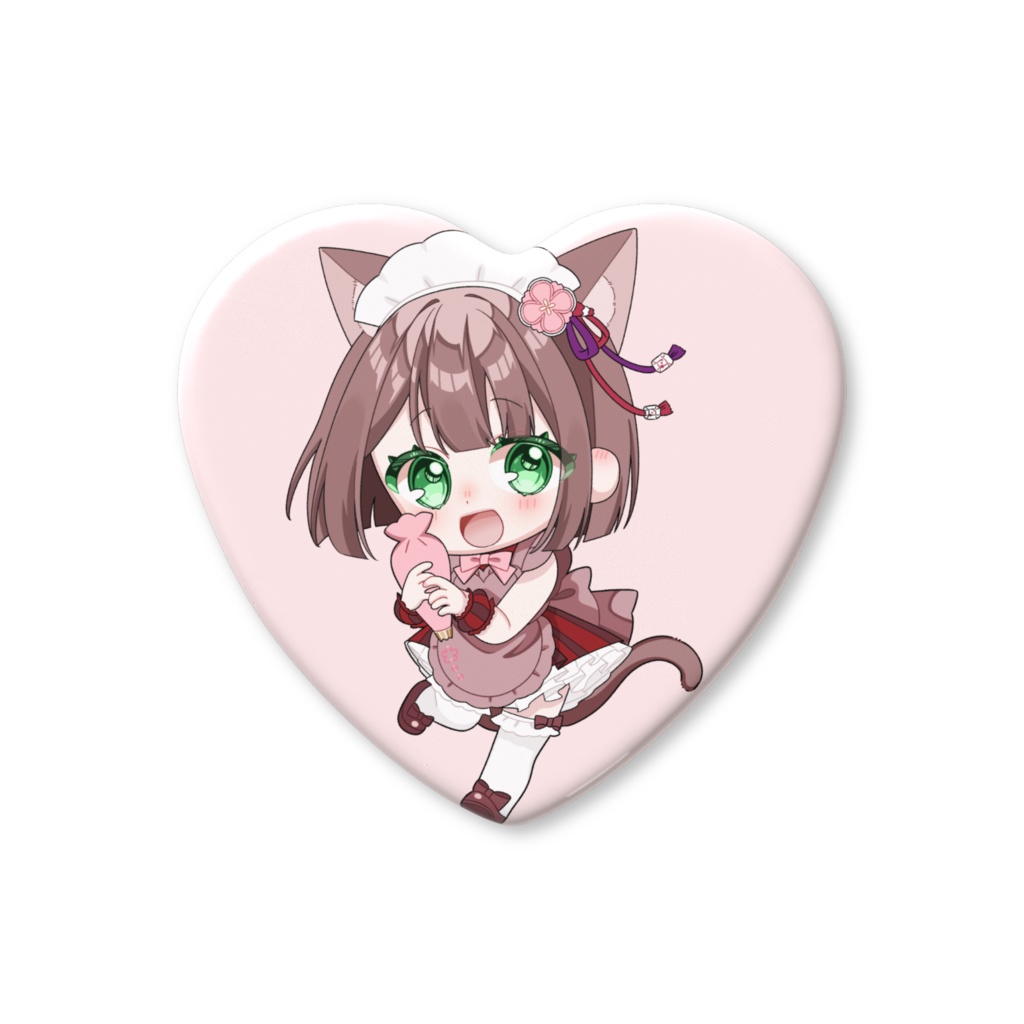 ２月の小鞠 ハート缶バッジ【バレンタイン】