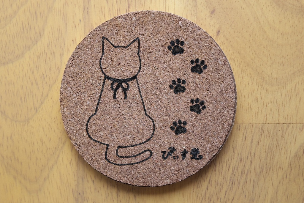 【ぴぃす堂】 白ネコ コースター
