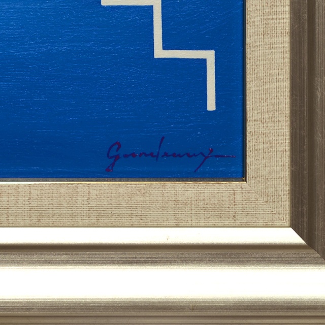 ●『青の部屋』●がんどうあつし絵画油絵F4号額縁付肉筆直筆寒色ブルー沈静化集中力