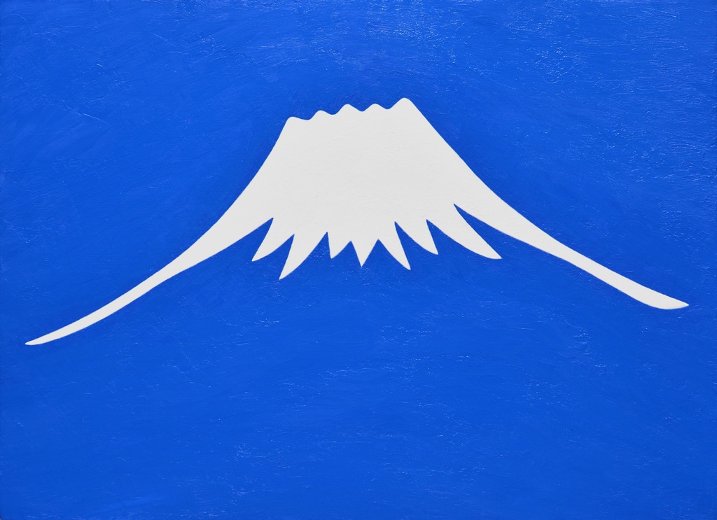青い空に白い富士山アクリル手描き