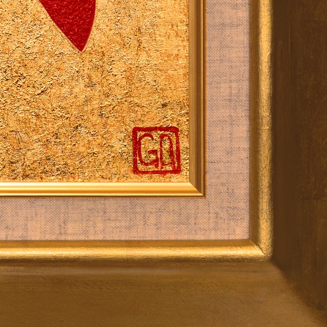 石川県産金箔三号色(純金95.79%)●『太陽と金の富士図』▲がんどうあつし絵画