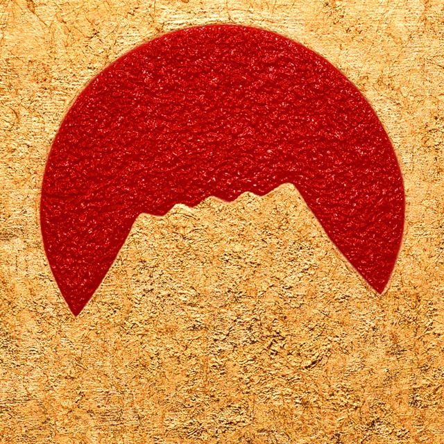 石川県産金箔三号色(純金95.79%)●『太陽と金の富士図』▲がんどうあつし絵画
