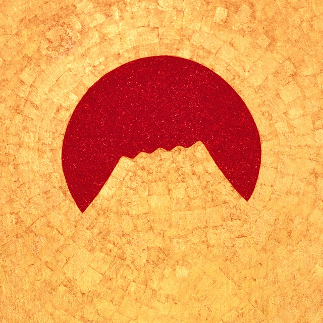 石川県産金箔三号色(純金95.79%)●『太陽と金の富士図』▲がんどうあつし絵画F4