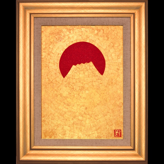金箔　赤富士　開運　アート　【額縁つき】 金箔赤富士開運アート【額縁つき】