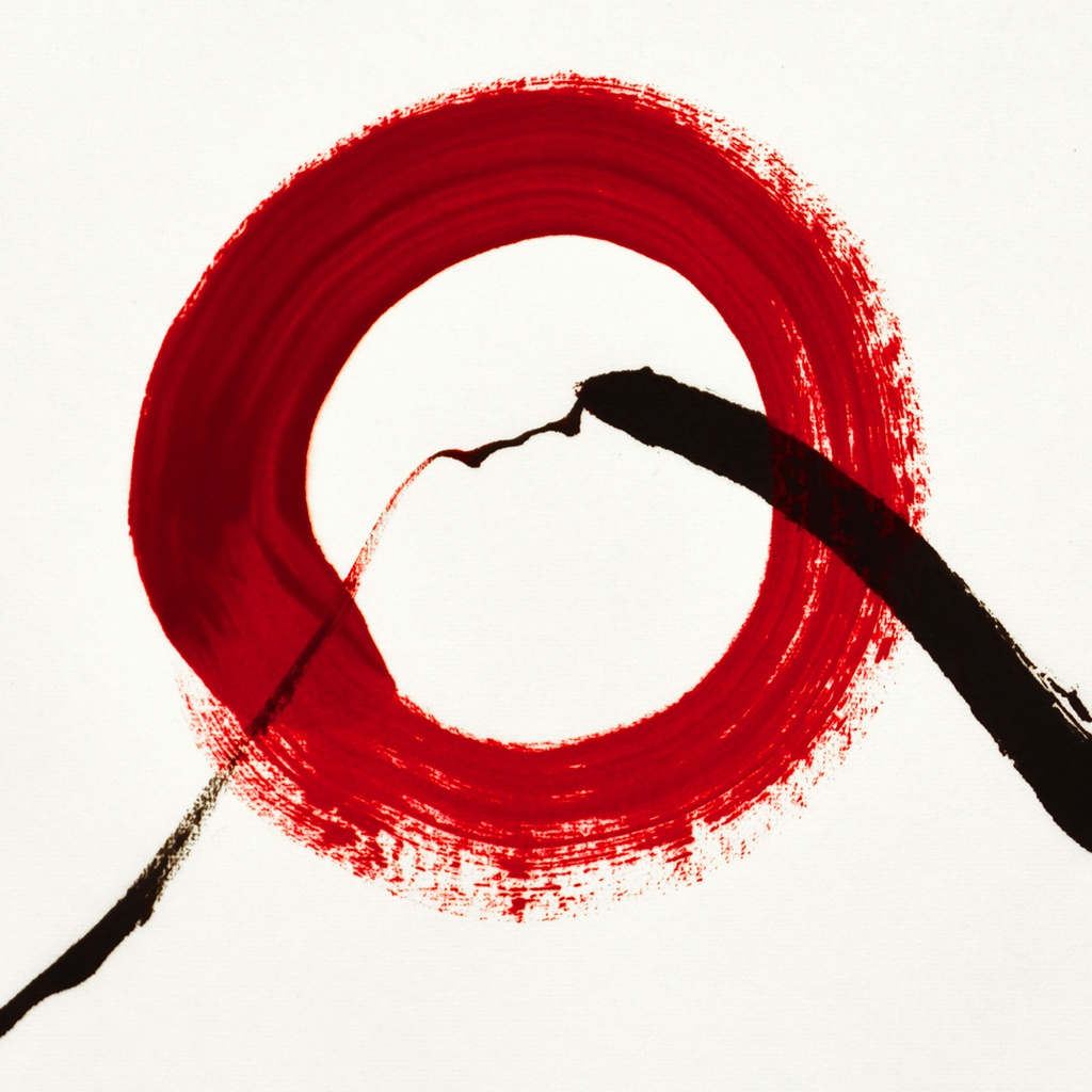 円の循環と偶発による一枚●『太陽と富士山』がんどうあつし絵画直筆書画シンプル日本