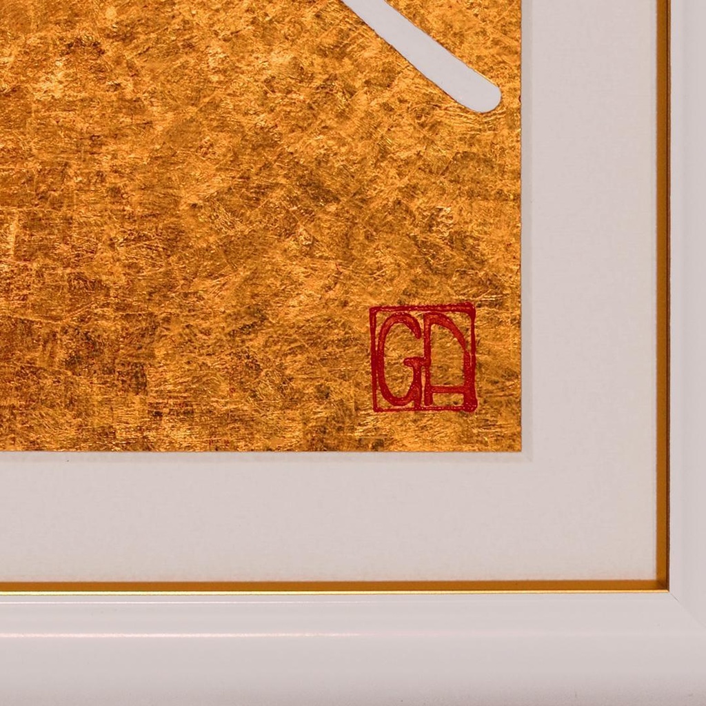 少し訳あり●『太陽と金の富士図』純金輝き▲がんどうあつし油絵画●金沢産24K金箔