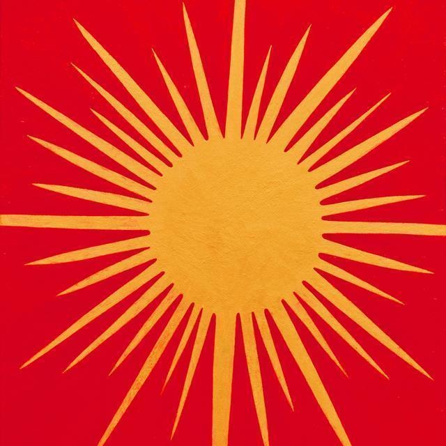 そのまま飾る、光のみなもと☆『金の太陽』がんどうあつし肉筆絵画F4活力元気明るい