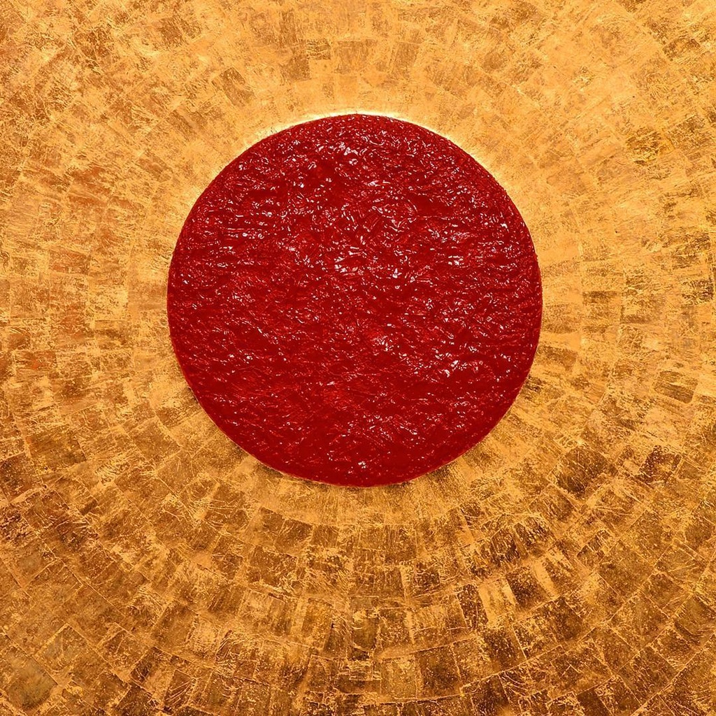 石川県金沢産24K純金箔使用●『太陽』●がんどうあつし絵画油絵膠日の丸日本輝き☆