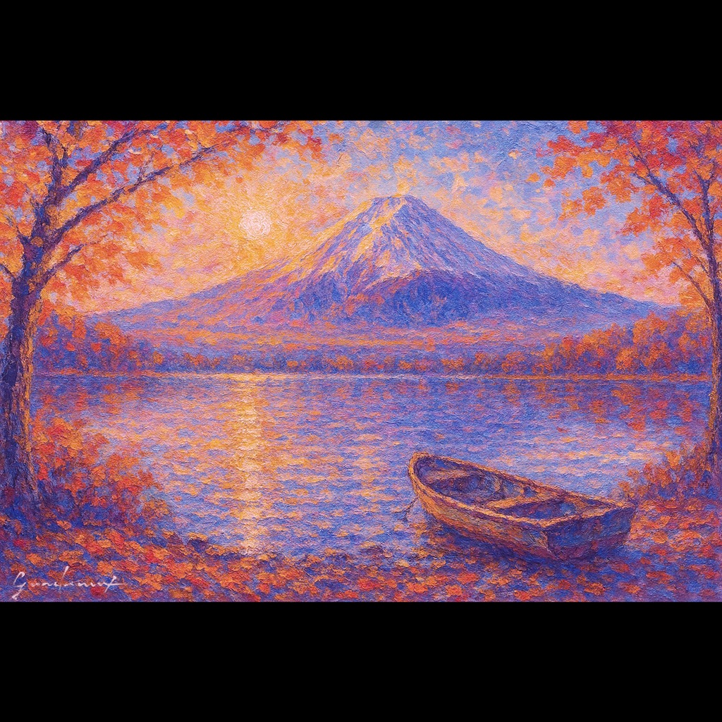 【AIアート】『印象・富士山』|AI生成風景画|デジタルアート|がんどうあつし制作| AI digital art Mount Fuji Japan