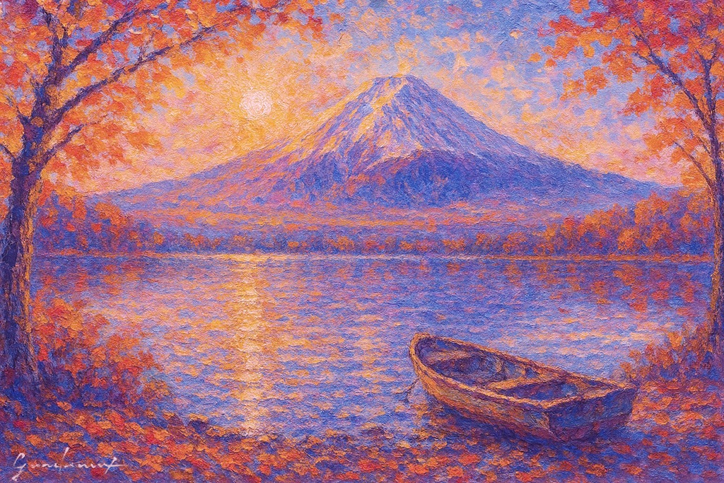 【AIアート】『印象・富士山』|AI生成風景画|デジタルアート|がんどうあつし制作| AI digital art Mount Fuji Japan