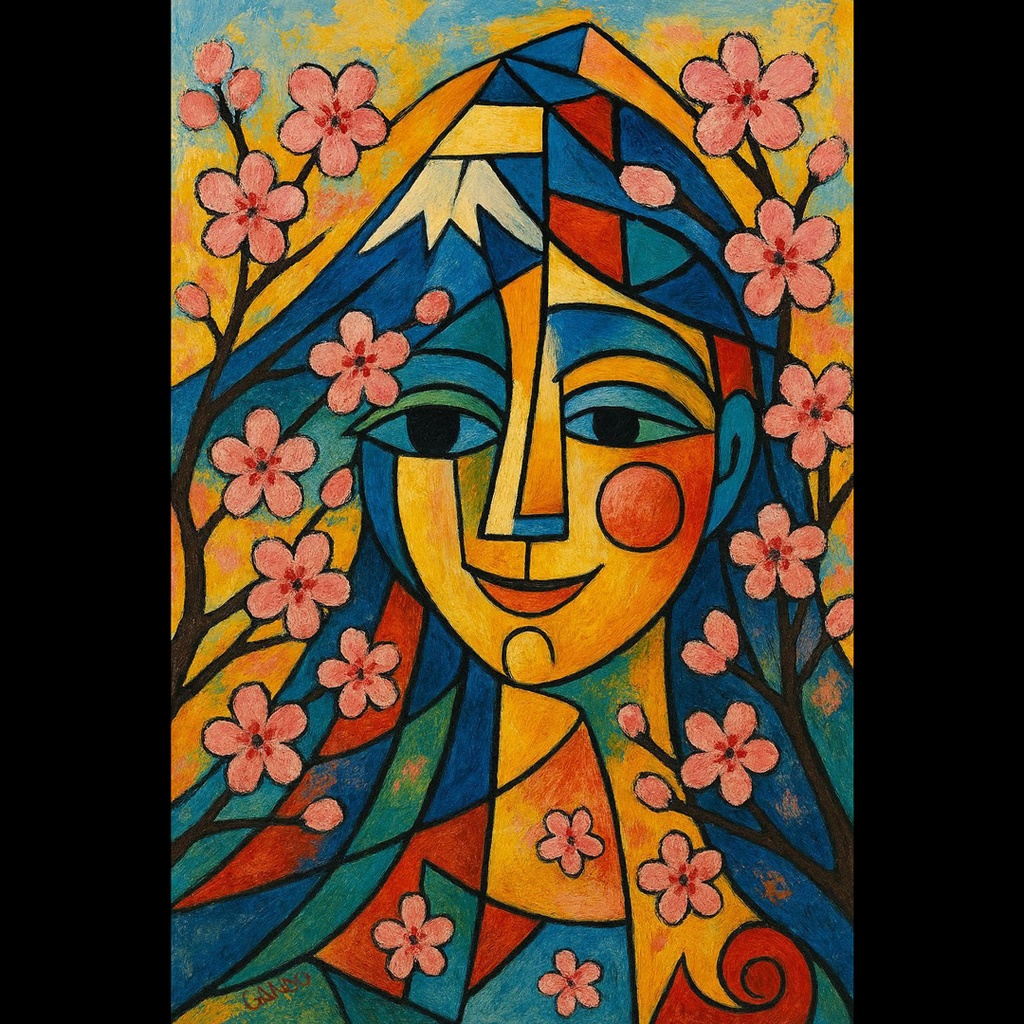 【AIアート】『富士の女神』 AI生成 デジタルアート 抽象画 富士山 がんどうあつし制作 AI digital art Mount Fuji Abstract Japan