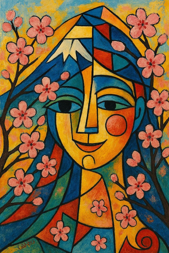 【AIアート】『富士の女神』 AI生成 デジタルアート 抽象画 富士山 がんどうあつし制作 AI digital art Mount Fuji Abstract Japan