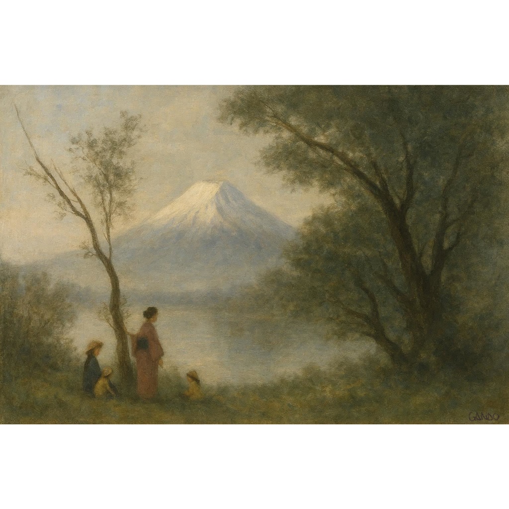 【AIアート】 "Souvenir de Mont Fujiyama" AI生成 デジタルアート 日本 風景画 富士山 がんどうあつし制作 AI digital art Mount Fuji Japan