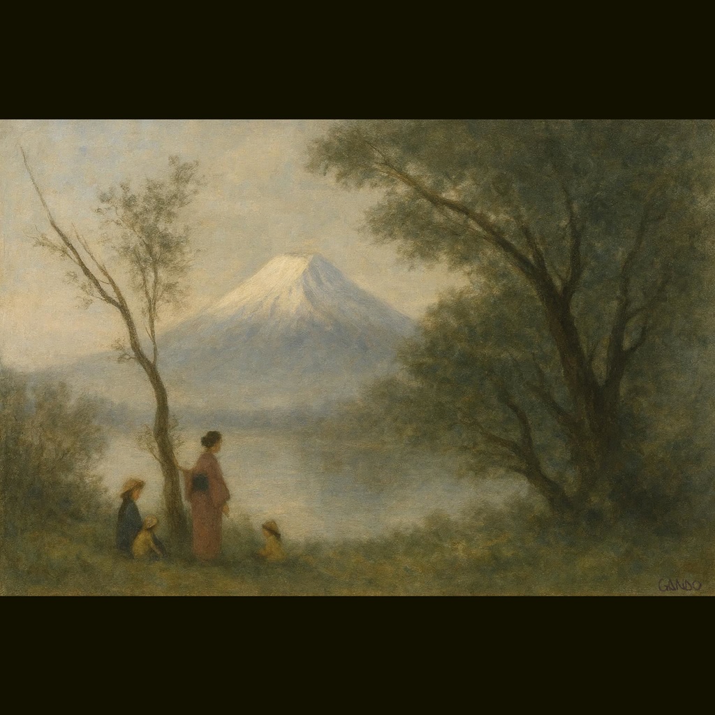 【AIアート】 "Souvenir de Mont Fujiyama" AI生成 デジタルアート 日本 風景画 富士山 がんどうあつし制作 AI digital art Mount Fuji Japan