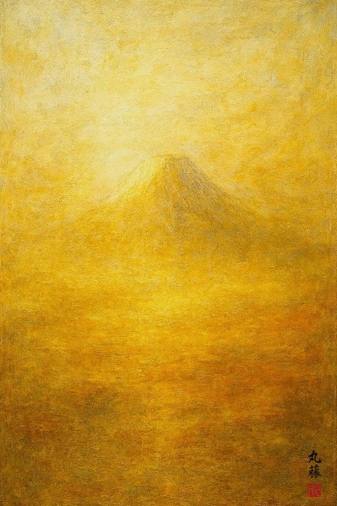 【AIアート】『ひかりの花と見ゆらむ…』AI生成 風景画 抽象画 日の出 富士山 デジタルアート がんどうあつし制作 AI digital art Mount Fuji Japan