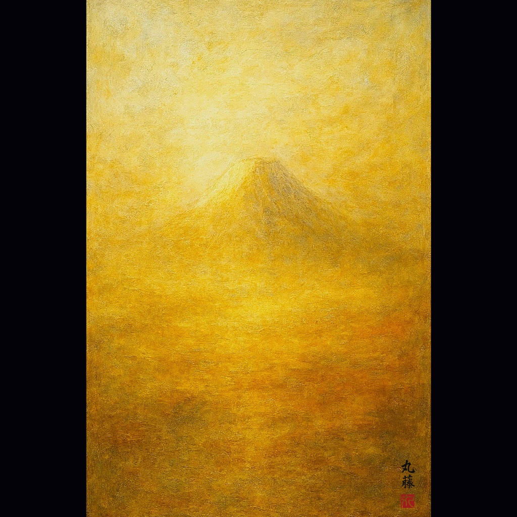 【AIアート】『ひかりの花と見ゆらむ…』AI生成 風景画 抽象画 日の出 富士山 デジタルアート がんどうあつし制作 AI digital art Mount Fuji Japan