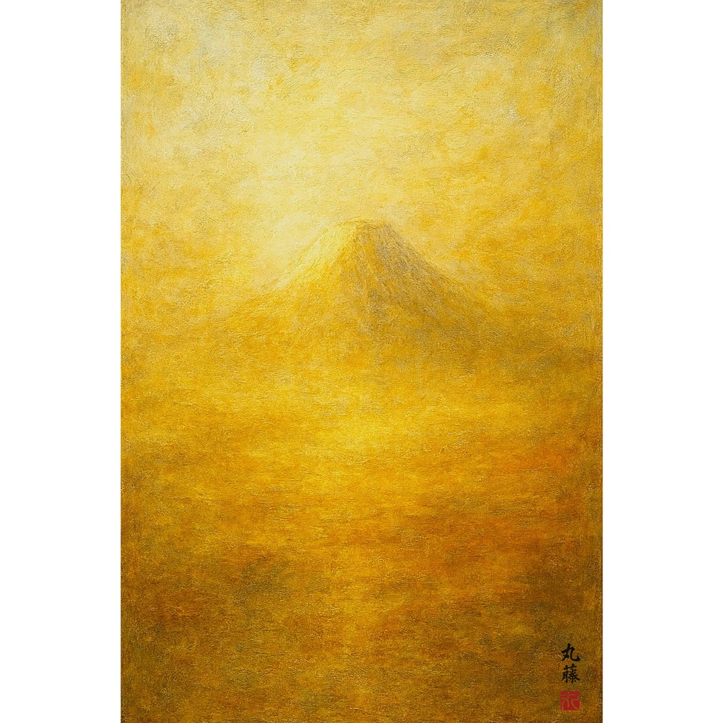 【AIアート】『ひかりの花と見ゆらむ…』AI生成 風景画 抽象画 日の出 富士山 デジタルアート がんどうあつし制作 AI digital art Mount Fuji Japan