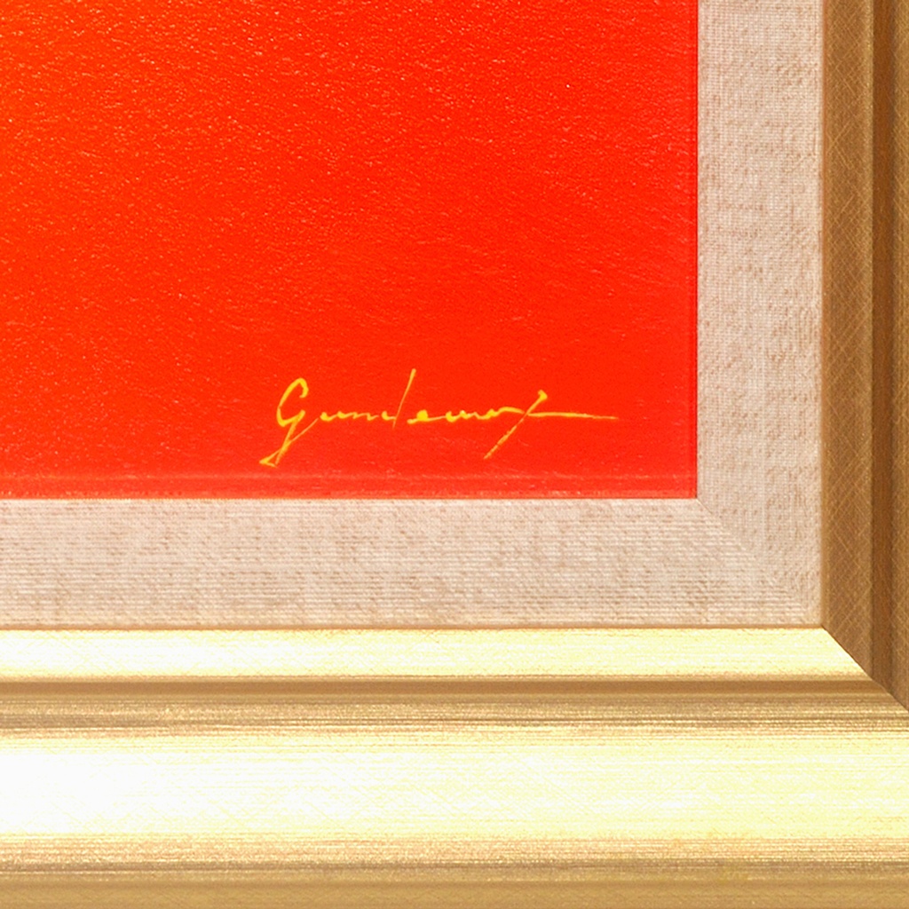 『朱に染まる富士』油絵F6号 24K純金箔使用 富士山 絵画原画 がんどうあつし