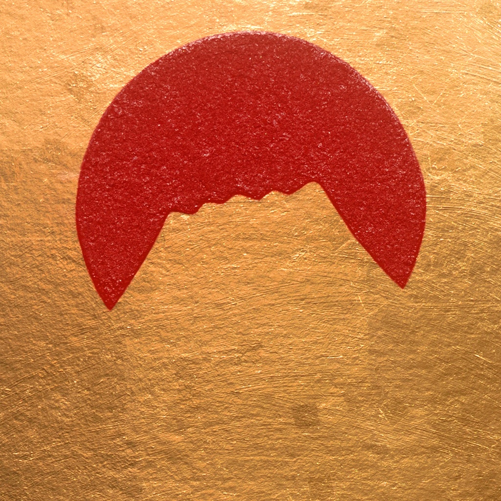 ●『太陽と金の富士図』原画 合金箔貼り絵●がんどうあつし絵画コラージュ太陽富士山