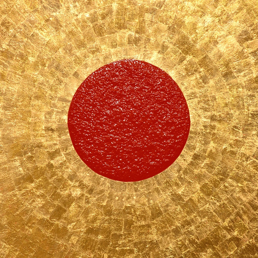石川県金沢産24K純金箔使用●『太陽』●がんどうあつし絵画膠油絵日の丸日本輝き☆