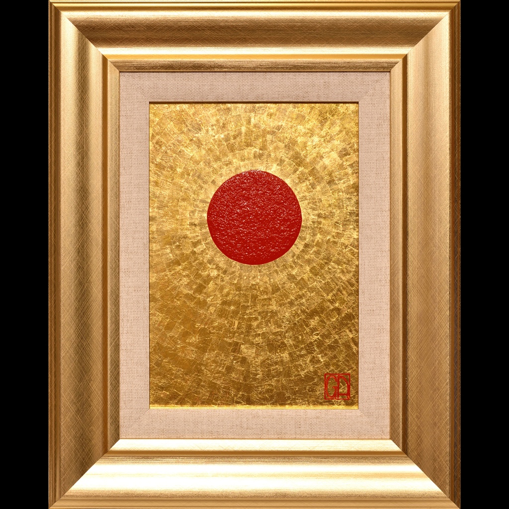 石川県金沢産24K純金箔使用●『太陽』●がんどうあつし絵画膠油絵日の丸日本輝き☆