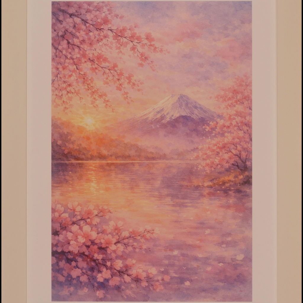 『あさの光にひたり』●がんどうあつしデジタル絵画(AI使用)●A3額付縦47㎝