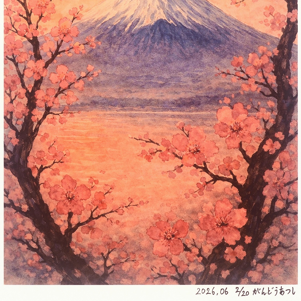作者仕上げ『花めくころ』●がんどうあつしデジタル絵画AI使用太子額付縦41.3㎝